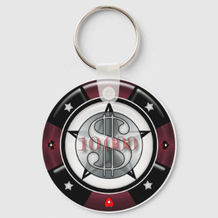 $10,000.00 Gambling Poker Chip Key Ring