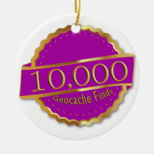 10,000 GEOCACHING FINDS 10K ACHIEVEMENT AWARD CERAMIC ORNAMENT