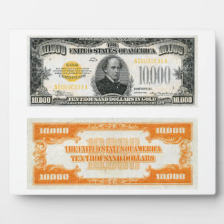 $10,000 Gold Certificate Bank Note 1934 Plaque