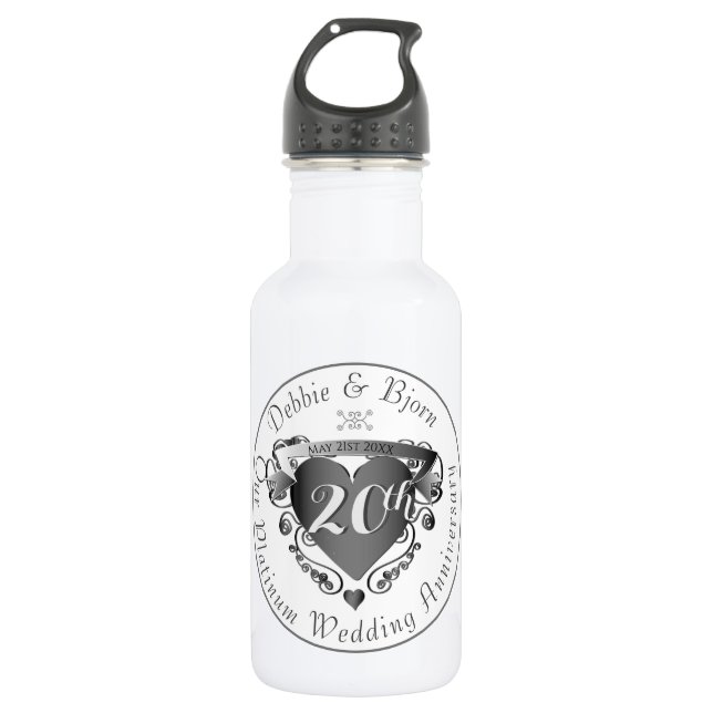 10,11,20th,25th,70th Heart Wedding Anniversary  St 532 Ml Water Bottle (Front)