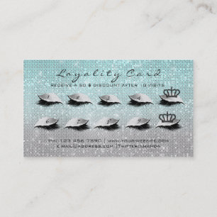 10/5 Crown Makeup Lashes Extension Blue Grey Loyalty Card