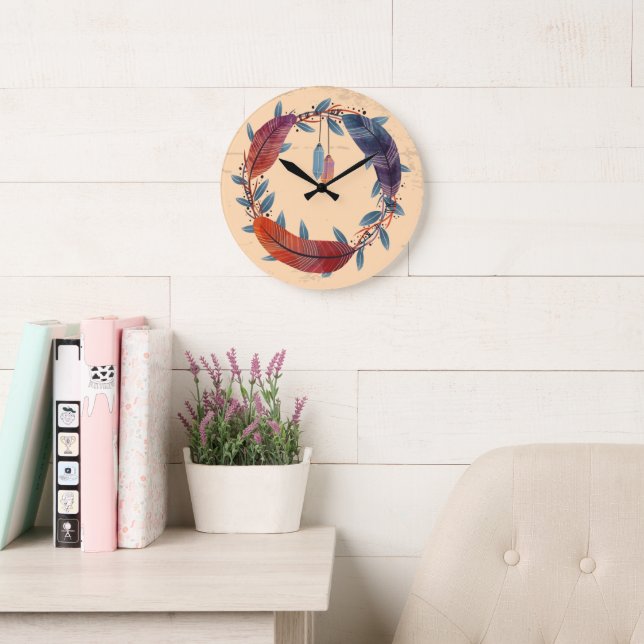 10.75" Boho Patterned Round Acrylic Wall Clock (Reading Room)