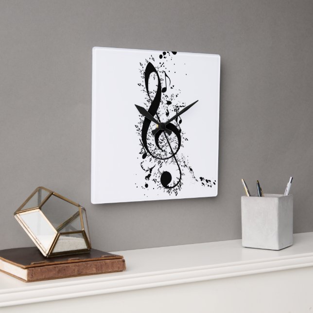 10.75" Square Acrylic Clef Wall Clock (Office)