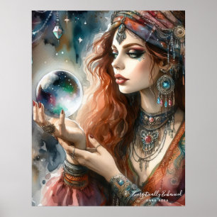 *~* 10  A100 Psychic Boho Gypsy Woman Poster