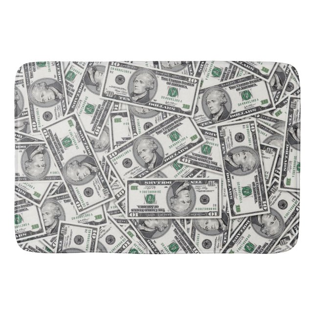 $10 Bill Money Pattern Bath Mat (Front)