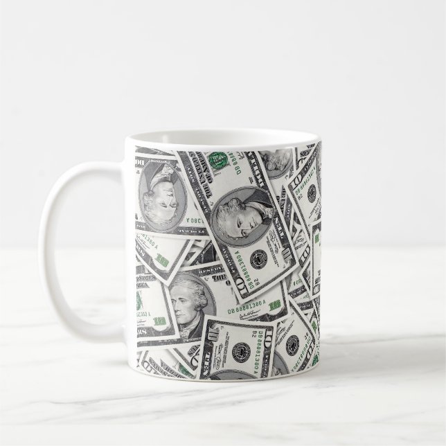 $10 Bill Money Pattern Coffee Mug (Left)