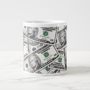 $10 Bill Money Pattern Large Coffee Mug