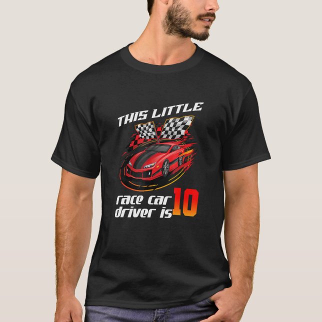 10 Birthday  Boys 10 Years Old Race Car Drivers T-Shirt (Front)