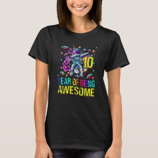 10 Birthday Year Of Being Awesome Astronaut  1 T-Shirt