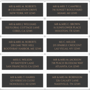 10 Black Gold Guest Names and Addresses