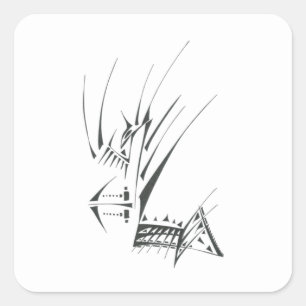 10 Black White Abstract Tribal Tattoo Art Square Sticker
