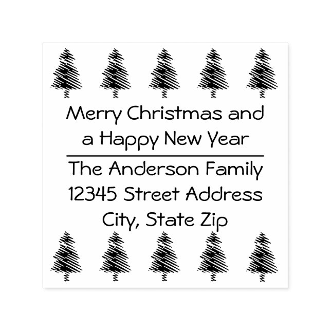 10 Christmas Trees - Square Self Inking Stamp (Design)
