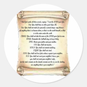 10 commandments classic round sticker