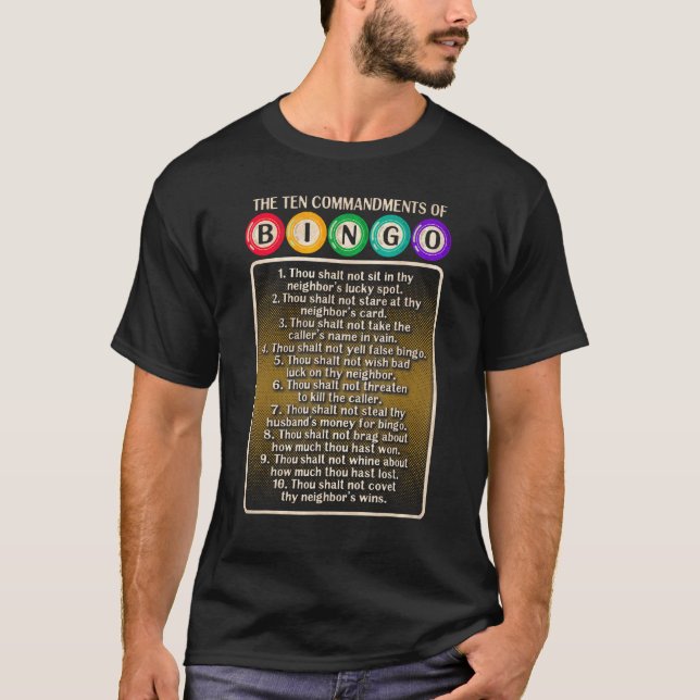 10 Commandments Of Bingo - Bingo Player T-Shirt (Front)