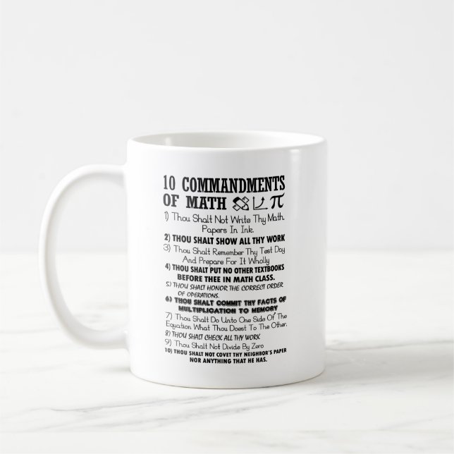 10 Commandments Of Math Mug (Left)