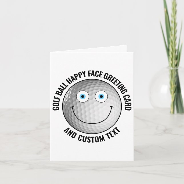 10 Custom Golf Ball BLUE EYES Happy Face Greeting Card (Front)