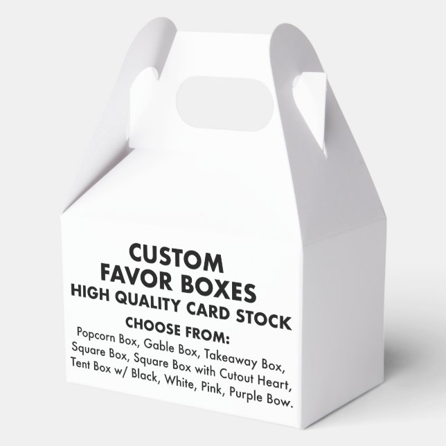 10 Custom Personalised Medium Gable Favour Boxes (Front)