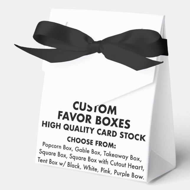 10 Custom Personalised Tent Favour Boxes w/ Ribbon (Front)
