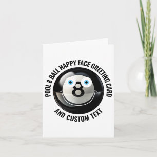 10 Custom Pool Ball BLUE EYES Happy Face Greeting Card