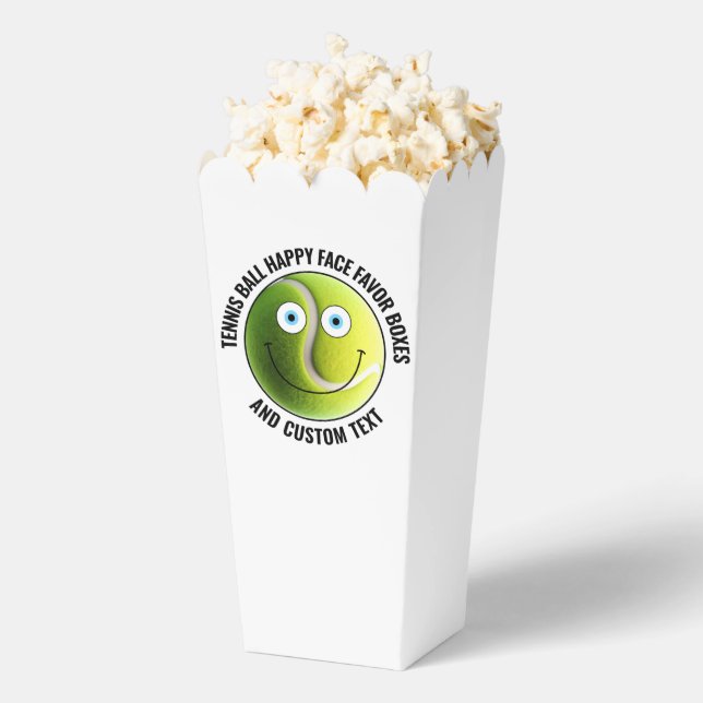 10 Custom Tennis Ball BLUE EYES Happy Face Popcorn Favour Box (Popped)