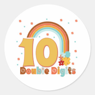 10 Double Digits Birthday Girl Groovy Party  Classic Round Sticker
