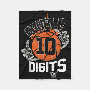 10 Double Digits Ten Basketball 10 Year Old Birthd Fleece Blanket