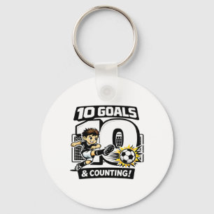 10 Goals And Counting Soccer Birthday For 10-year- Key Ring