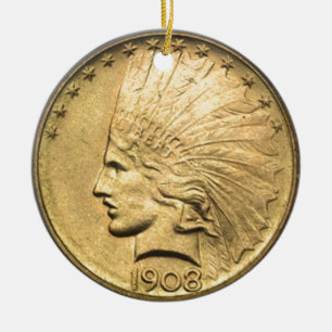 $10 GOLD PIECE CERAMIC TREE DECORATION
