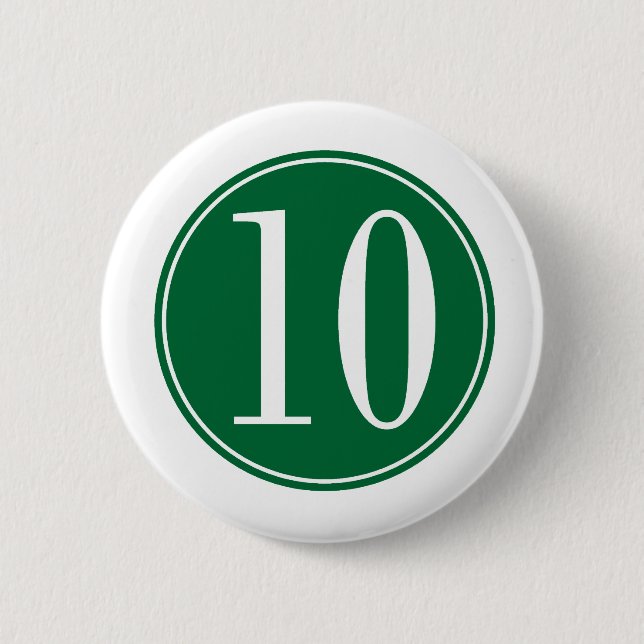#10 Green Circle 6 Cm Round Badge (Front)