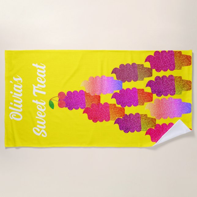 10 ice cream cones beach towel (Front)