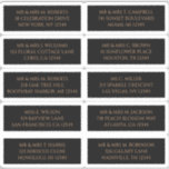 10 Individual Guest Name Address Mystical Black<br><div class="desc">10 Individual Guest Name Address Mystical Black Gold Wedding Stickers features 10 stickers with your individual guest name and address on each sticker in gold script on a black background. Also perfect for Christmas and Holiday cards, party invitations, thank you cards and office mail outs. Simply edit the text in...</div>
