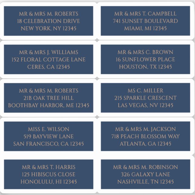 10 Individual Guest Name Address Mystical Blue (Front)