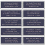 10 Individual Guest Name Address Mystical Navy<br><div class="desc">10 Individual Guest Name Address Mystical Dark Navy Blue Wedding Stickers features 10 stickers with your individual guest name and address on each sticker in peach script on a dark navy blue background. Also perfect for Christmas and Holiday cards, party invitations, thank you cards and office mail outs. Simply edit...</div>