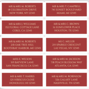 10 Individual Guest Name Address Mystical Red