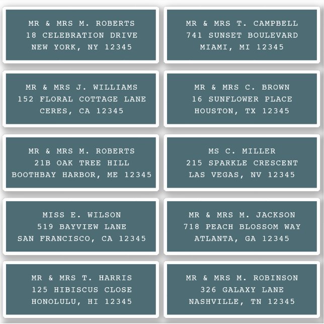 10 Individual Guest Name Address Party Wedding (Front)