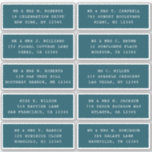 10 Individual Guest Name Address Party Wedding<br><div class="desc">10 Individual Guest Name Address Party Wedding White Script Stickers features 10 stickers with your individual guest name and address on each sticker in white script on a cyan background. Also perfect for Christmas and Holiday cards, birthday party invitations, wedding invitations, baby showers, bridal showers, thank you cards and office...</div>