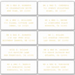 10 Individual Guest Name Address Party Wedding<br><div class="desc">10 Individual Guest Name Address Party Wedding Gold Script Stickers features 10 stickers with your individual guest name and address on each sticker in metallic gold script on a white background. Also perfect for Christmas and Holiday cards, birthday party invitations, wedding invitations, baby showers, bridal showers, thank you cards and...</div>