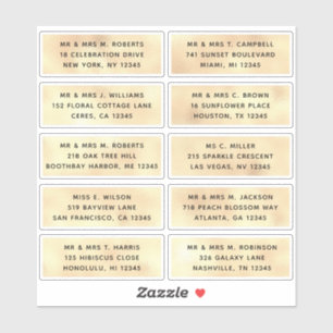 10 Individual Guest Name Address Party Wedding