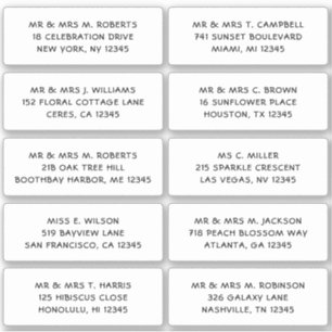 10 Individual Guest Name Address Party Wedding