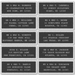 10 Individual Guest Name Address Party Wedding<br><div class="desc">10 Individual Guest Name Address Party Wedding Black Script Stickers features 10 stickers with your individual guest name and address on each sticker in white script on a black background. Also perfect for Christmas and Holiday cards, birthday party invitations, wedding invitations, baby showers, bridal showers, thank you cards and office...</div>