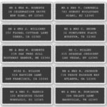 10 Individual Guest Name Address Party Wedding<br><div class="desc">10 Individual Guest Name Address Party Wedding Black Script Stickers features 10 stickers with your individual guest name and address on each sticker in white script on a black background. Also perfect for Christmas and Holiday cards, birthday party invitations, wedding invitations, baby showers, bridal showers, thank you cards and office...</div>