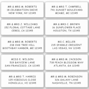 10 Individual Guest Name Address Party Wedding