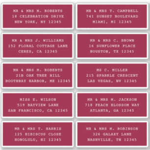 10 Individual Guest Name Address Party Wedding