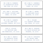 10 Individual Guest Name Address Party Wedding<br><div class="desc">10 Individual Guest Name Address Party Wedding Blue Script Stickers features 10 stickers with your individual guest name and address on each sticker in blue script on a white background. Also perfect for Christmas and Holiday cards, birthday party invitations, wedding invitations, baby showers, bridal showers, thank you cards and office...</div>