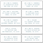 10 Individual Guest Name Address Party Wedding<br><div class="desc">10 Individual Guest Name Address Party Wedding Cyan Script Stickers features 10 stickers with your individual guest name and address on each sticker in cyan script on a white background. Also perfect for Christmas and Holiday cards, birthday party invitations, wedding invitations, baby showers, bridal showers, thank you cards and office...</div>