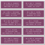 10 Individual Guest Name Address Party Wedding<br><div class="desc">10 Individual Guest Name Address Party Wedding White Script Stickers features 10 stickers with your individual guest name and address on each sticker in white script on a purple background. Also perfect for Christmas and Holiday cards, birthday party invitations, wedding invitations, baby showers, bridal showers, thank you cards and office...</div>