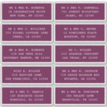 10 Individual Guest Name Address Party Wedding<br><div class="desc">10 Individual Guest Name Address Party Wedding White Script Stickers features 10 stickers with your individual guest name and address on each sticker in white script on a purple background. Also perfect for Christmas and Holiday cards, birthday party invitations, wedding invitations, baby showers, bridal showers, thank you cards and office...</div>