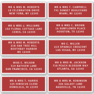 10 Individual Guest Name Address Party Wedding