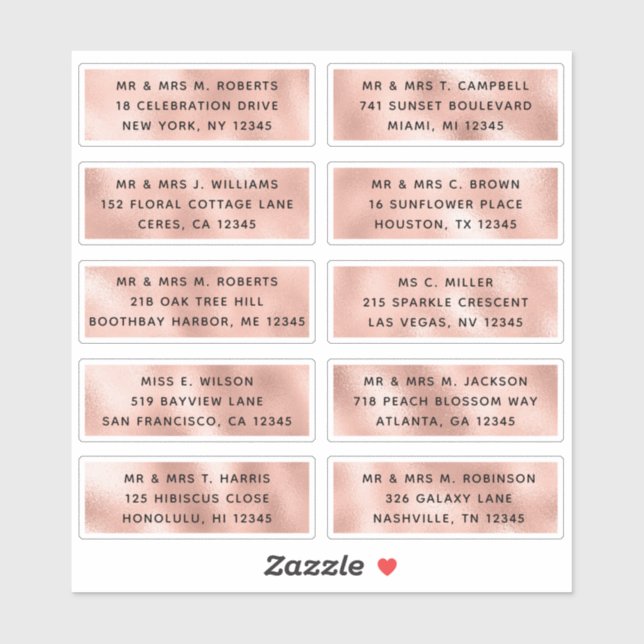 10 Individual Guest Name Address Party Wedding Sti (Sheet)