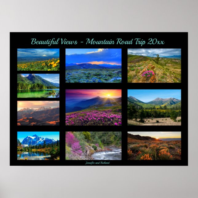 10 Landscape Photo Template & Text Gallery Black Poster (Front)